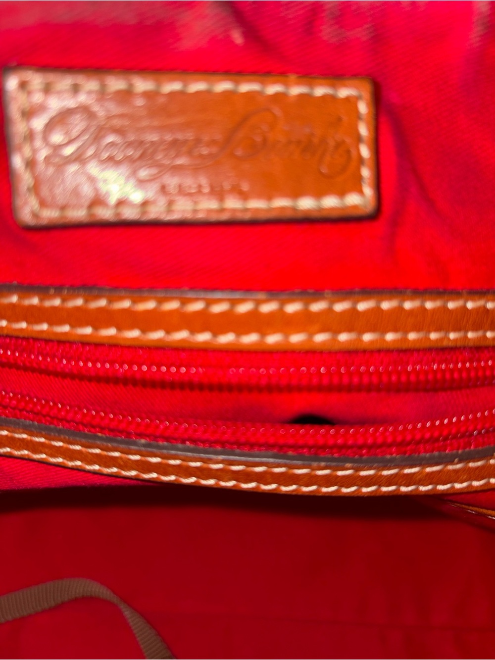 Dooney & Bourke Pebbled Leather Hobo Shoulder Bag – Blue with British Tan Trim - Picture 10 of 13